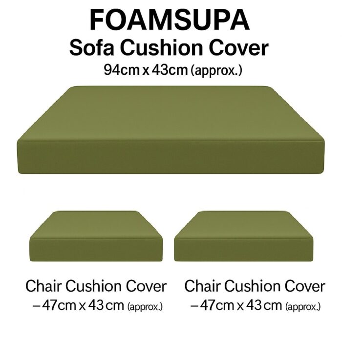 FOAMSUPA 3pc Replacement Cushions Set to fit Rattan Garden Furniture Chairs Sofa Patio - Image 7